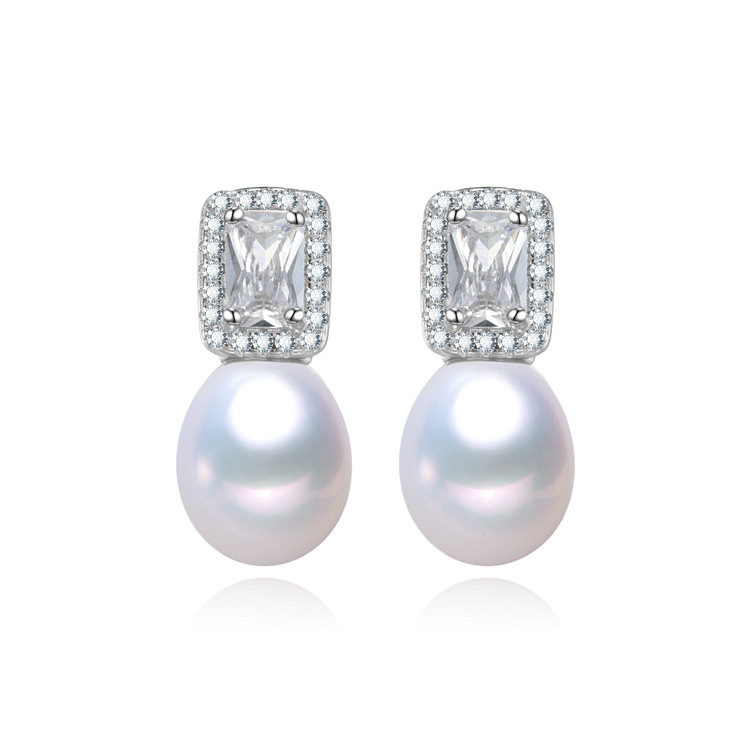 fine pearl jewelry earring stud freshwater zircon 925 sterling silver real unique pearl earrings