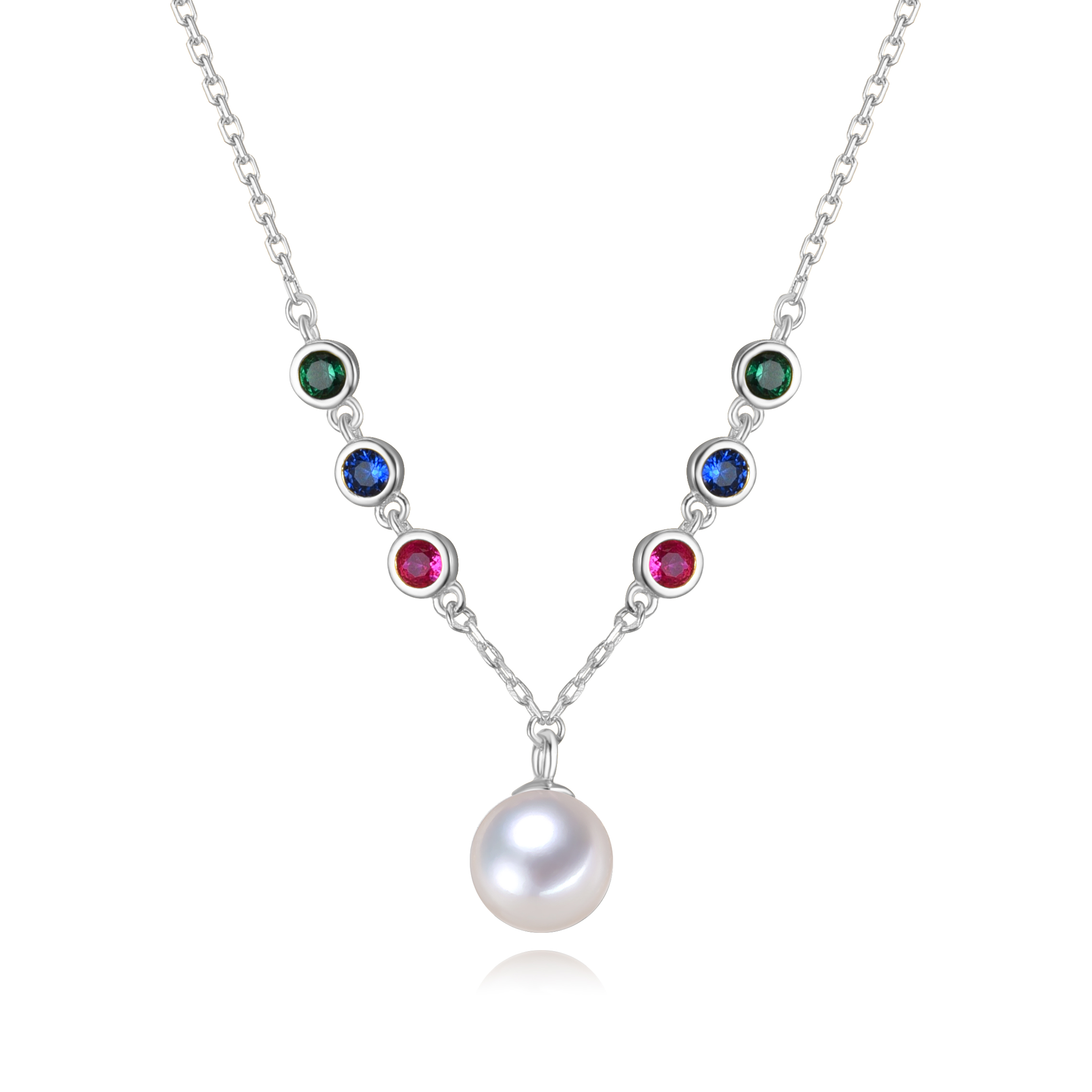 7.5-8mm round 925 silver real freshwater pearl pendant