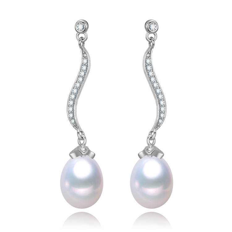 curve shape fresh water 925 silver pearl jewelry women beautiful elegant pearl earrings