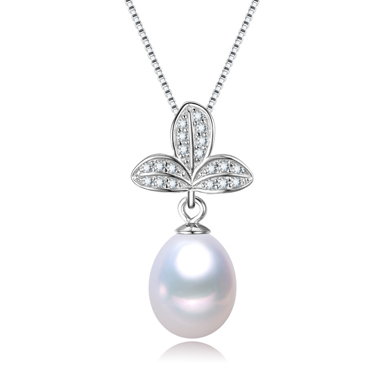 nice women new design 8mm drop shape simple pearl pendant necklace