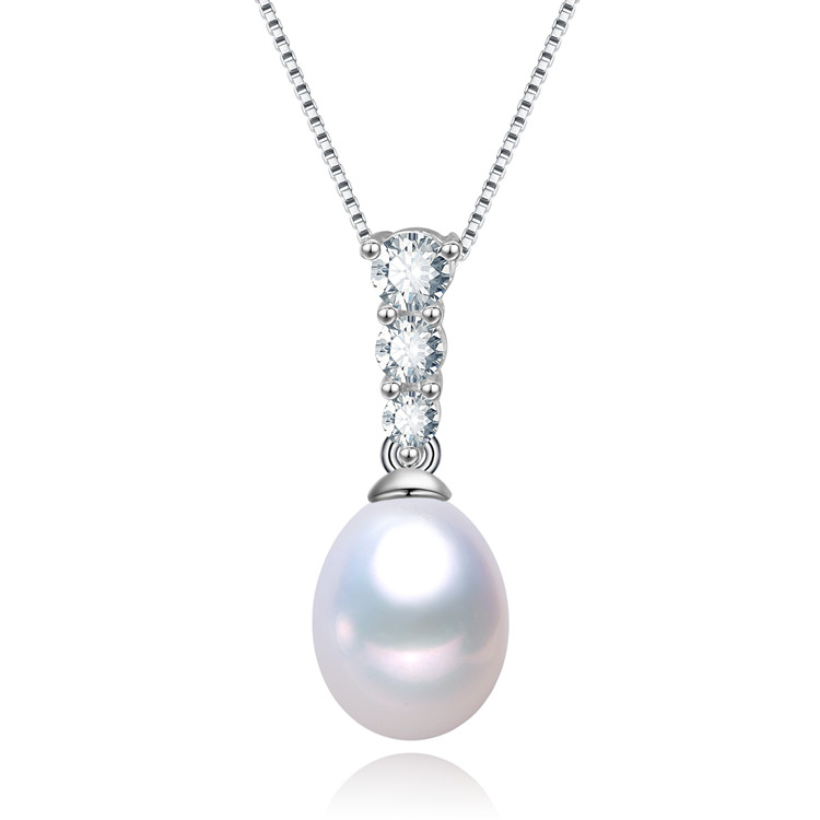 simple design 8-9mm drop AAA cultured natural chain with pearl pendant