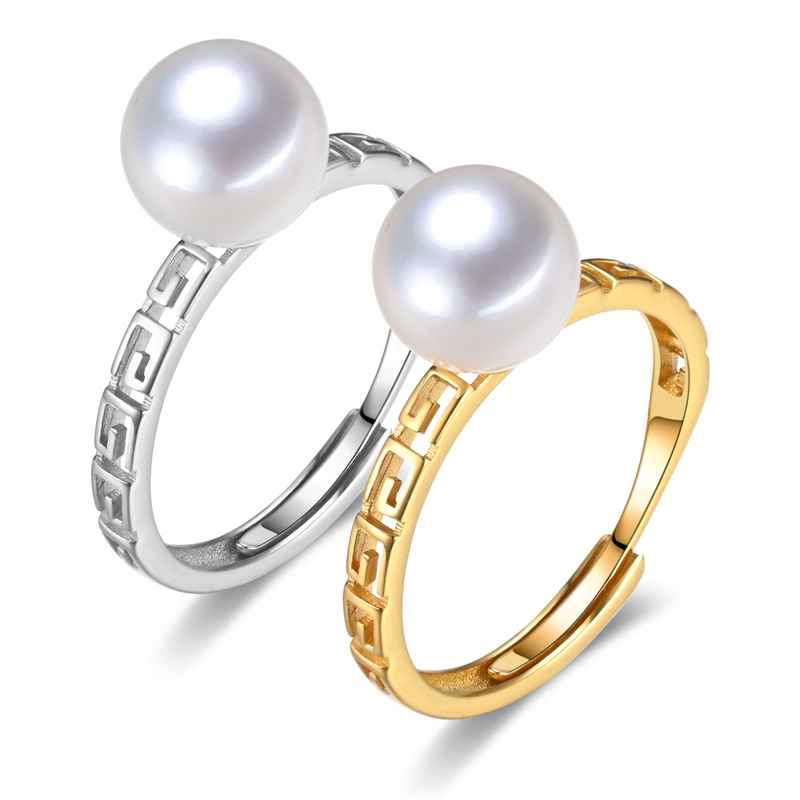 otvorena veličina novodošli dizajnerski biserni nakit 925 srebrni ženski dizajn prstena od prirodnog slatkovodnog bisera