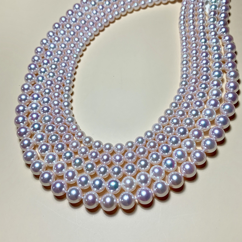 6-8mm AAA flawless genuine Japanese akoya sea pearl necklace strand real natural pearl price