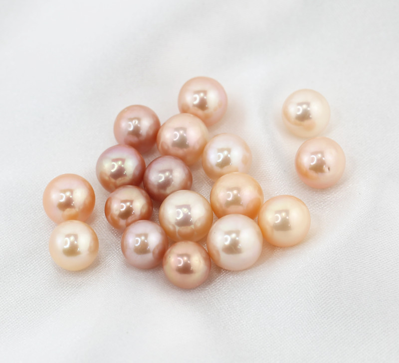 10-11mm AA+ round peach color natural freshwater beads and pearls