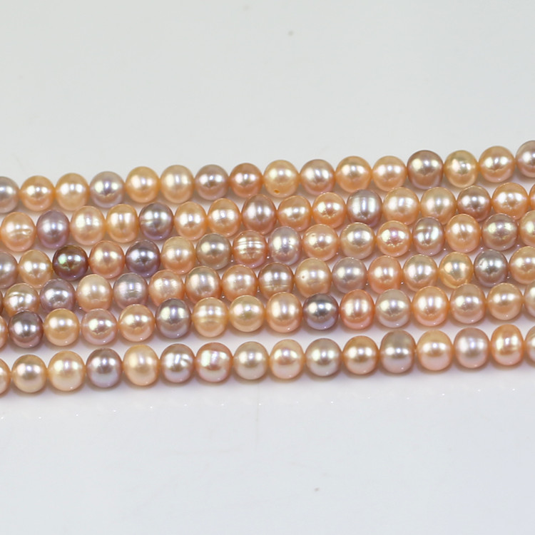5mm off round near round mixed color freshwater pearl beads string natural and cultured pearls