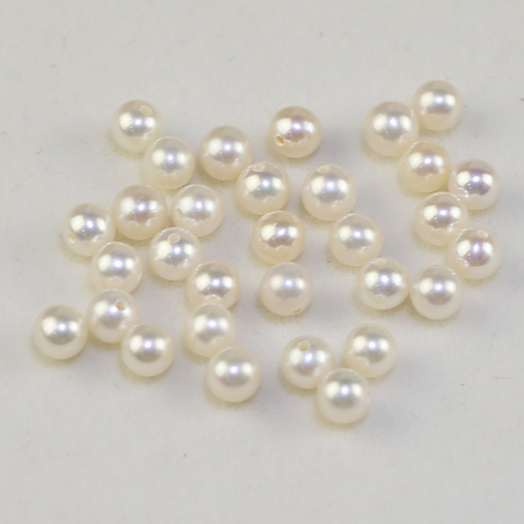 5-5.5mm AA half hole drilled round loose pearl supplier white no hole pearls