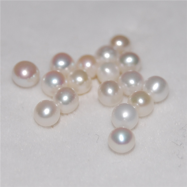 3mm round AA white color half hole natural chinese freshwater pearls
