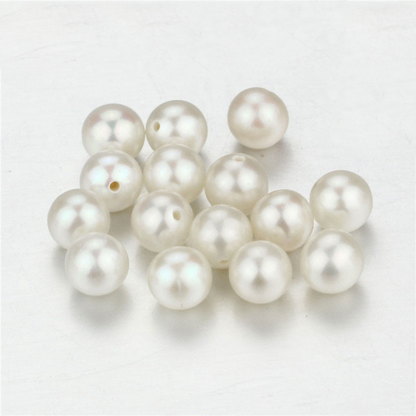 Perlas redondas de agua dulce de medio agujero de grado AA de 5.5-6mm para fabricación de joyas