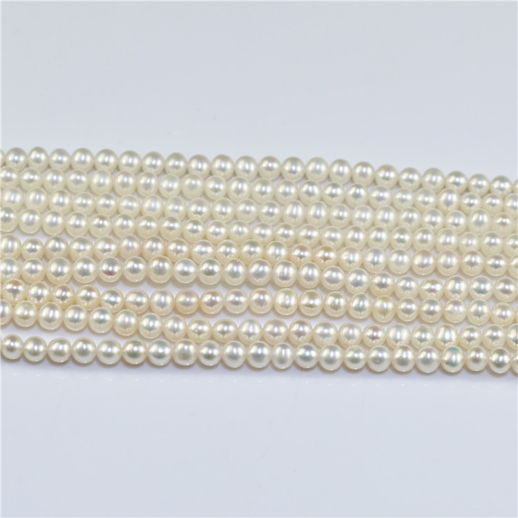 4-5mm small AA near round fresh water real genuine pearl necklace strand pearl bead string