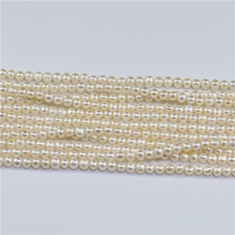 small size 4-5mm off round white natural freshwater real pearl string wholesale pearl beads