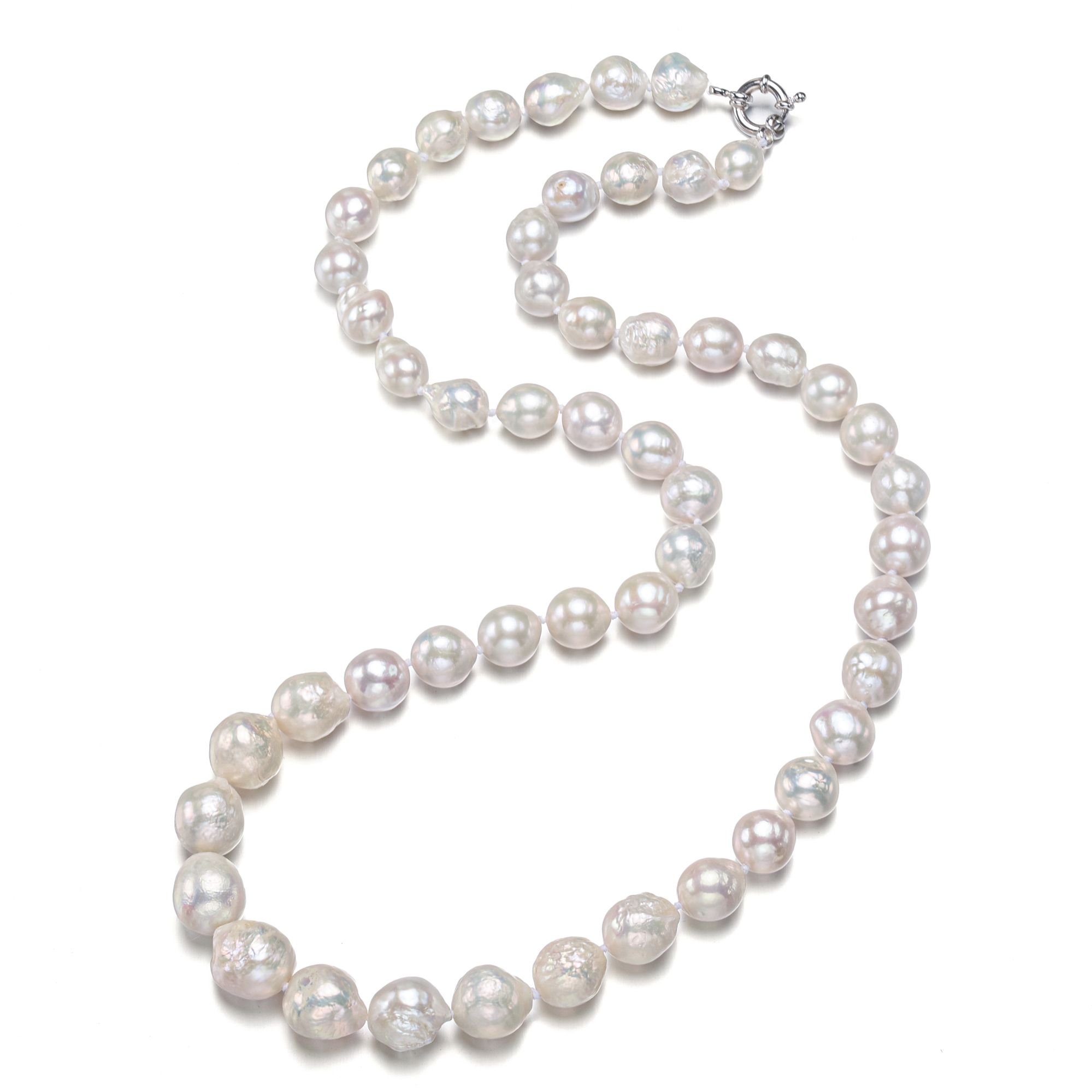 8-12mm graduated baroque edison white 20 inches freshwater cultured pearl necklace