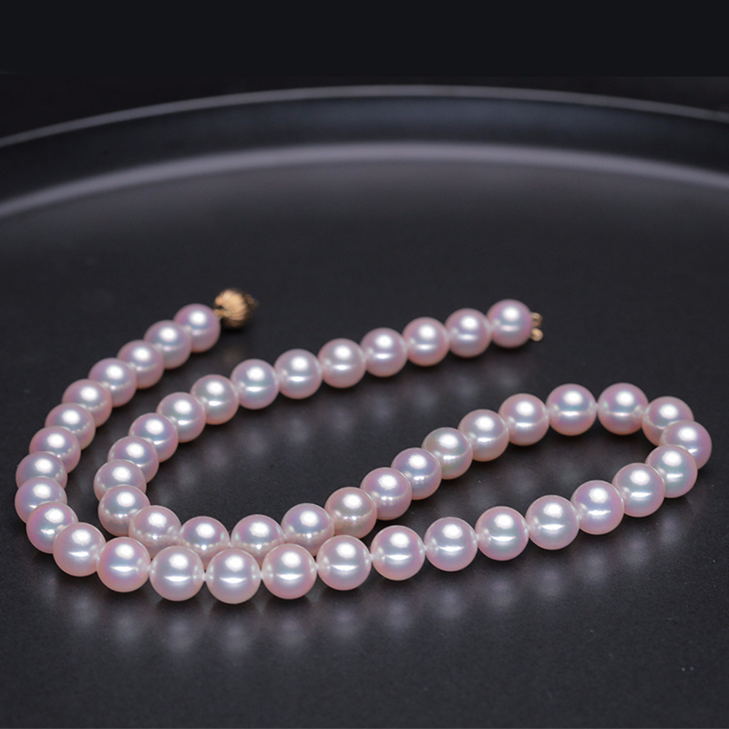 6-8mm AAA fine jewelry japanese akoya sea pearl necklace luxury 14K gold natural traditional pearl necklace designs