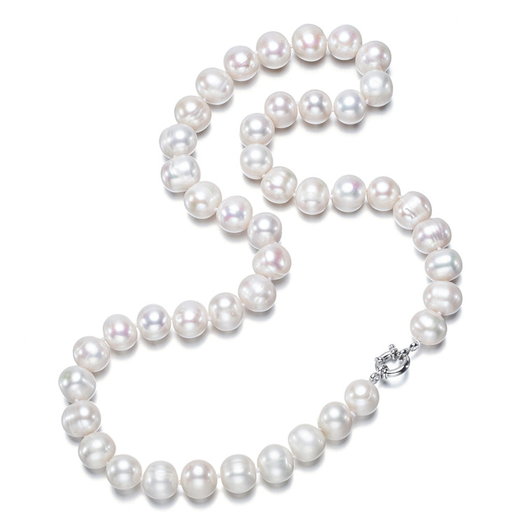 11-12mm big size large white wedding classical design natural fresh water real 18 inches trendy pearl necklace