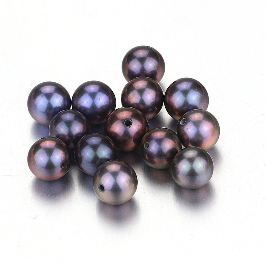 Perlas sueltas de agua dulce naturales de color negro AAA redondas de 6-6.5 mm en línea