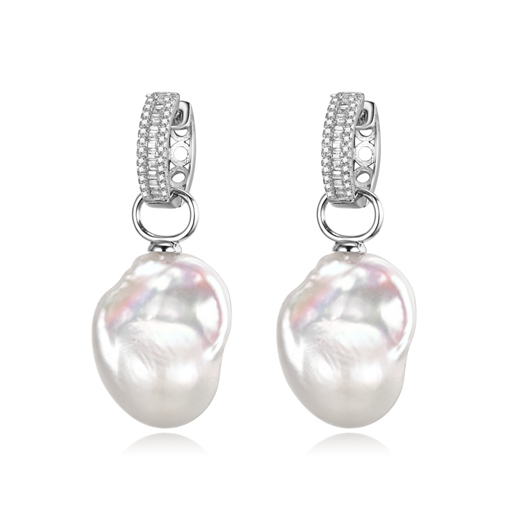 13-15mm AA+ large fireball baroque simple pearl earring design wholesale