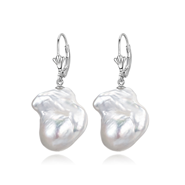 large size big baroque irregular nucleated 925 sterling silver freshwater real pearl earrings price
