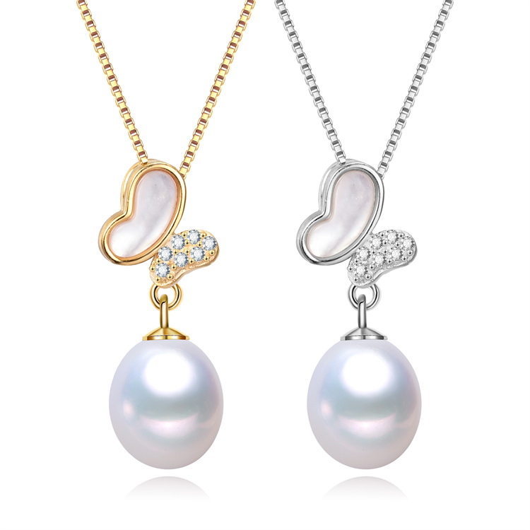 butterfly new arrival girls women 925 silver cutulred freshwater modern pearl pendant design