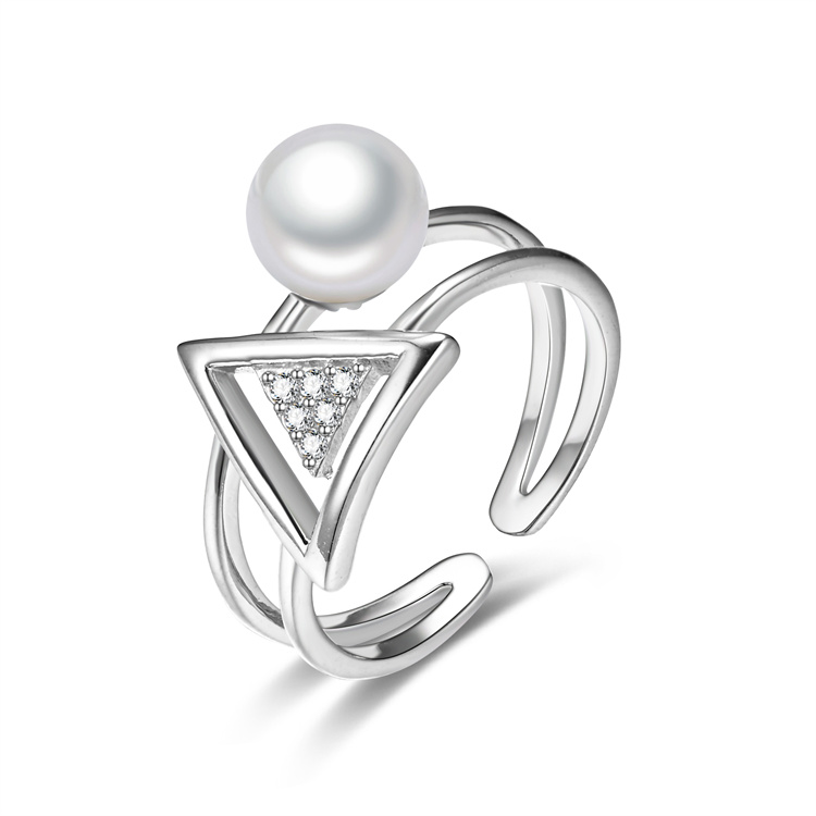 7-8mm button AAA 925silver natural freshwaterpearl rings for sale
