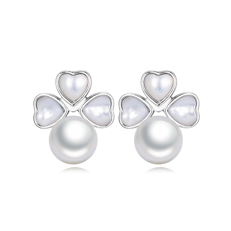8mm button flower shape design new freshwater cultured pearl earrings